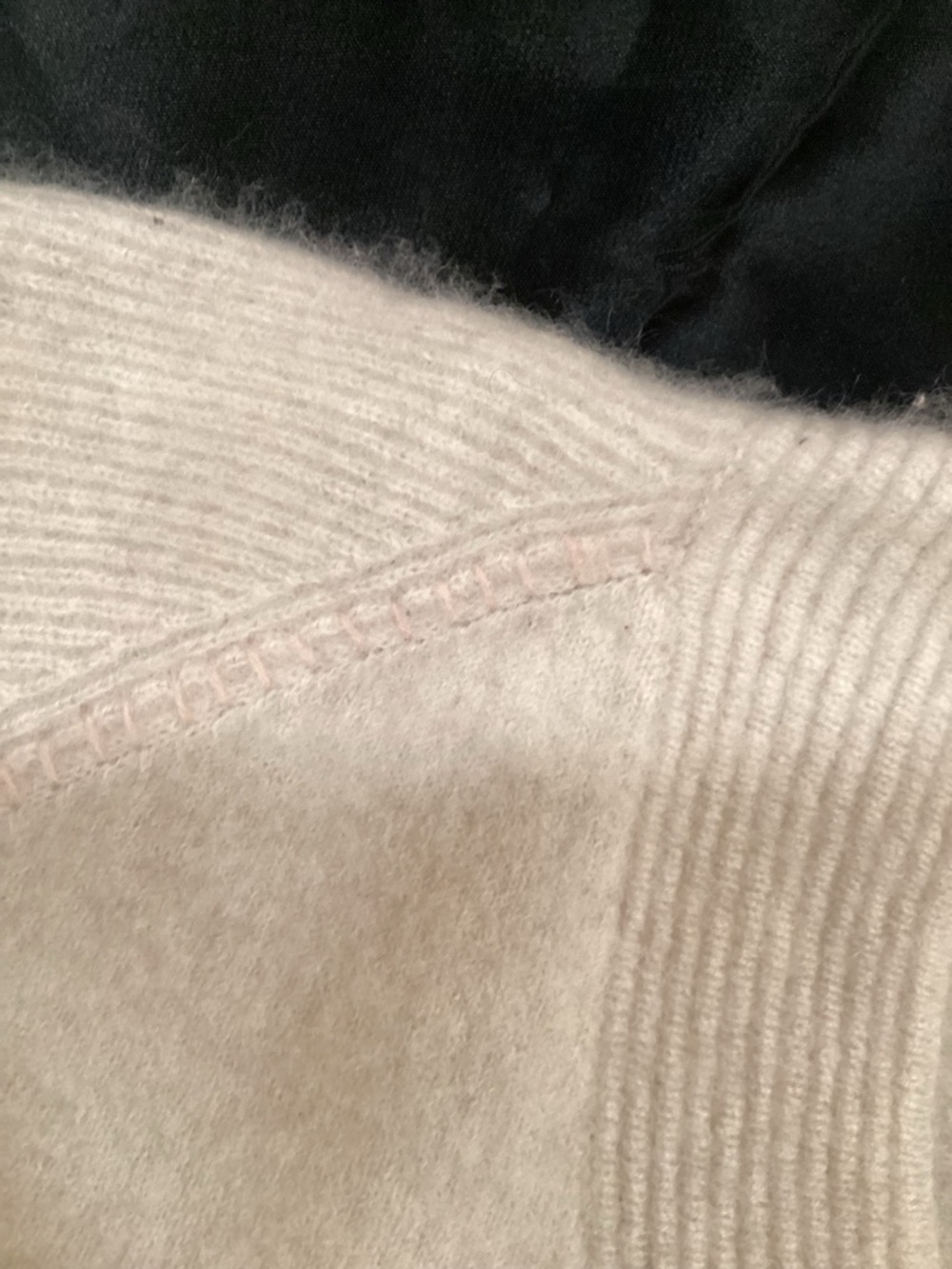 Johnny Was Casey Cashmere Whipstich Oat Colored Sweater W Pink Stitching M - Picture 10 of 13
